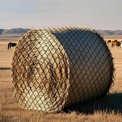 Large Round Bale Hay Net, Slow Feed Knotless Design Hay Net Feeder for Livest…