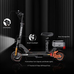 Ruitoo 1600W Electric Scooter Adult Foldable E-Scooter 48V 20.8AH 34MPH 50 Miles