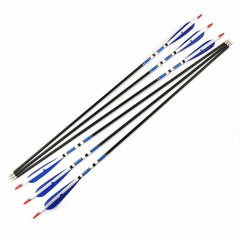12Pcs 30″ Archery Blue Turkey Feathers Carbon Arrows Spine 500 For Bow Hunting