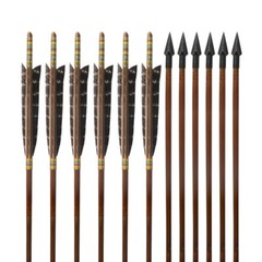 1 Dozen Hunting 33″ Recurve Bow Arrow Traditional Handmade Bamboo Arrows