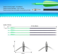 40lbs Bowfishing Bow Arrow Set Adults Beginner Combo Kit Reel Fish Recurve Bows