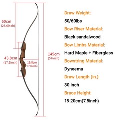 60″ Recurve Bow 50/60lbs ILF Takedown Bow RH Archery Hunting Shooting Practice