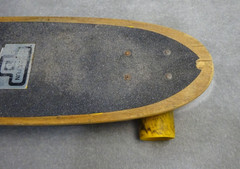 Vintage 1970s Kicktail Skateboard Track Force Trucks Yellow Wheels