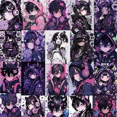 30Pcs Random Gothic Japanese Demoness Samurai Anime Girls Waterproof Stickers