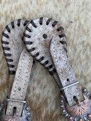 Genuine Hair On Cowhide Pair of Ladies Western Spur Straps FREE SHIPPING
