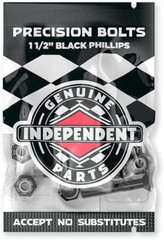 Genuine Parts Cross Bolts Standard Phillips Skateboard Hardware (Black/Black, 1