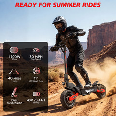 EOEOTWO Electric Scooter for Adult 1200W 30MPH 40Mile 48V23.4AH Fast Escooter