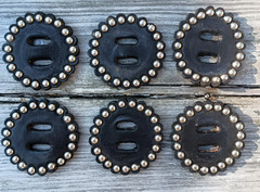 Jeremiah Watt Horse Shoe Conchos 1 3/4″ and 2″ Black Spotted Rosettes LOT OF 6