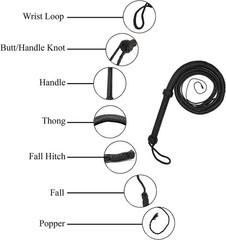 Handmade Black Leather Bullwhip 12 Plait 4–8ft Long Rope Core Whip Professional