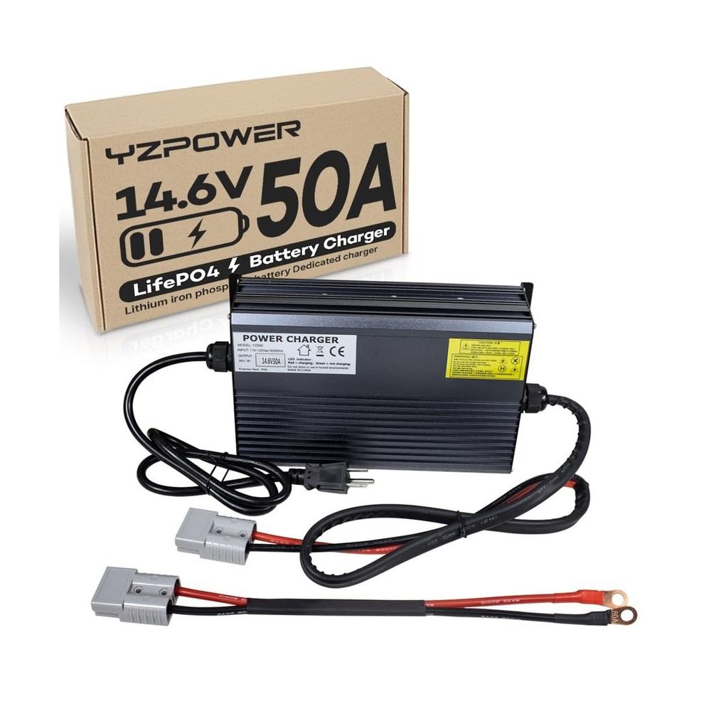 YZPOWER 14.6V 50A LifePO4 Battery Charger for RV Solar Bank Golf Cart Marine …