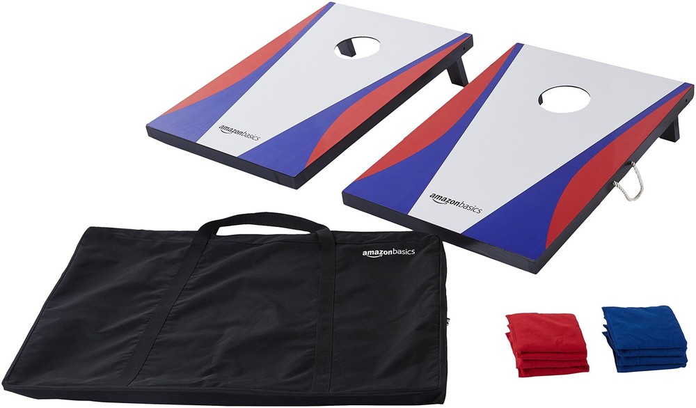 Amazon Basics Portable Cornhole Set Outdoor Game Bean Bag Toss w/ Carry Bag