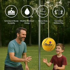 School Quality Tetherball Set Soft Touch Rubber Ball With Nylon Rope Yellow