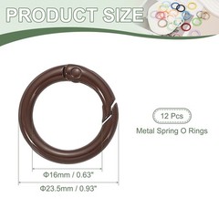 1″ Spring O Rings, Spring Snap Keyring for Handbag, 12 Pack Brown