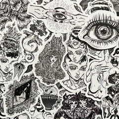 2500 Random Wholesale Gothic Stickers Lot Tattoo Pack Dark Skull Theme Decals