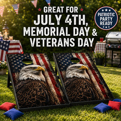Patriotic Eagle Cornhole Board Wraps Set of 2 American Flag Vinyl 24×48
