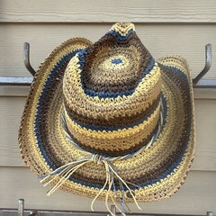 Peter Grimm New Multicolor Woven Straw Western Cowboy Hat Brown Blue Yellow