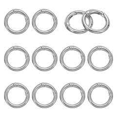 1″ Spring O Rings, Spring Snap Keyring for Handbag, 12 Pack Silver