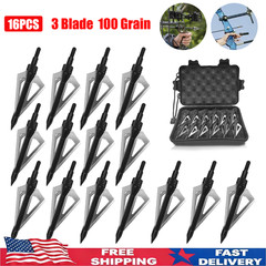 16PCS Archery Broadheads Hunting Archery 100 Grains3 Blades Hunting Heads Tips