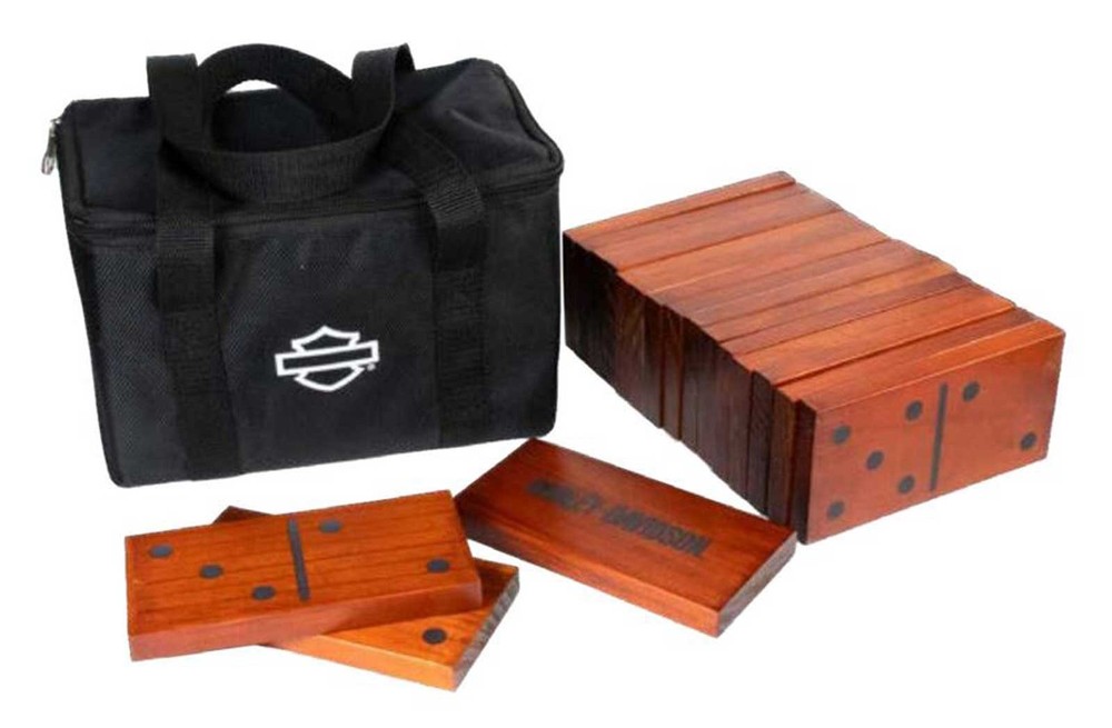 Harley-Davidson Outdoor Wood XL Dominoes, Durable & Water-Resistant Stained Pine