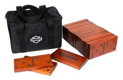 Harley-Davidson Outdoor Wood XL Dominoes, Durable & Water-Resistant Stained Pine