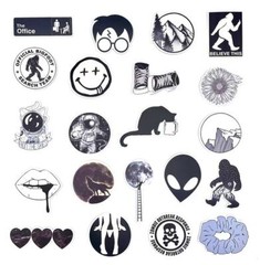 50pcs Black and White Skateboard Stickers Laptop Luggage Locker Decals Dope