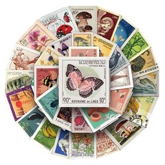 30Pcs Random Vintage Retro Old Looking Travel Postage Stamp Waterproof Stickers