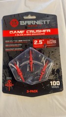 Barnett Game Crusher 4-Blade Hybrid Broadheads 100 Grain 2.5″ Pack of 3 NEW