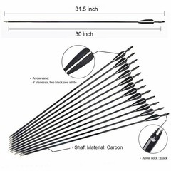 28/30/32 inch Archery Carbon Arrows Spine 500 OD 7.8mm for Compound&Recurve Bow