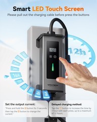 Portable Level 1 &2 40 Amp EV Charger for Non-Tesla J1772 EVs, 240v, 25ft Cable