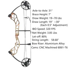 320FPS Compound Bow 19-70lbs Adjustable Arrows Set Outdoor Archery Hunting RH/LH
