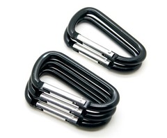 12 pack of 3″ Aluminum Carabiner Spring Belt Clip Key Chain D Shape Black Color