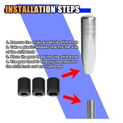 KITUREK 5″ Gear Shifter Knob, Universal Aluminum Alloy Car Weighted Gear Silver