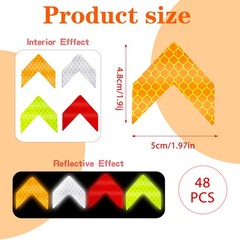 Ymapinc 48PCS Reflective Stickers 5 x 4,8 x 0,02 cm, Fluorescent Yellow-green