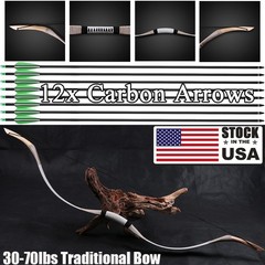30-70lbs Archery Traditional Recurve Bow Mongolian Horsebow Target Shoot Arrows