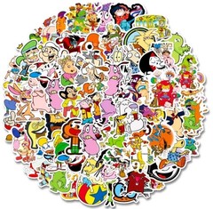 18 Random 90s Retro Nostalgic Cartoon TV Themed Water Resistant Fun Stickers
