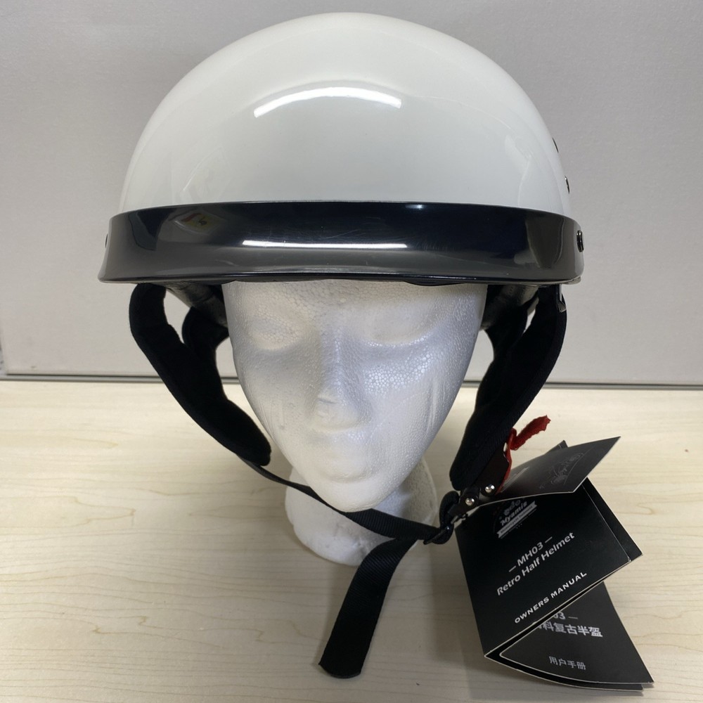 Myamis MH03 S Small White Retro Half Helmet Motorcycle Men Women Adults DOT