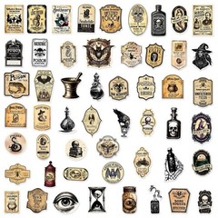 25Pcs Random Retro Gothic Witch Potion Bottle Occult Magic Symbol Stickers
