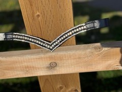 Elegant 5-Row Black And Sliver Crystal V-Shape Browband