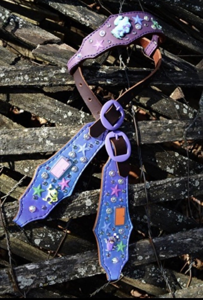 Lonesome Ranch Leather A 23-19 Leather Bling Purple Headstall