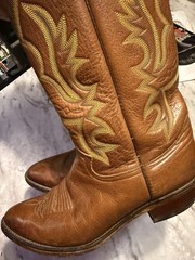 Vintage Justin 1470 Western Cowboy Boots Brown Leather Mens 8.5D US Ranch Rodeo