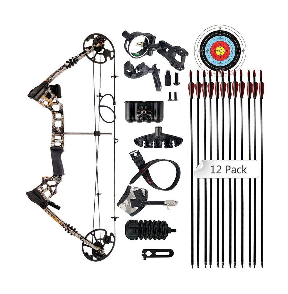 Compound Bow 20-70lbs 17″-29.5″ Let-Off 70% Archery Hunting Equipment Max Spe…