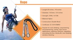 Heavy Duty Carabiner Lock & Prusik Cord Loop Rope fr Arborist Tree Rock Climbing