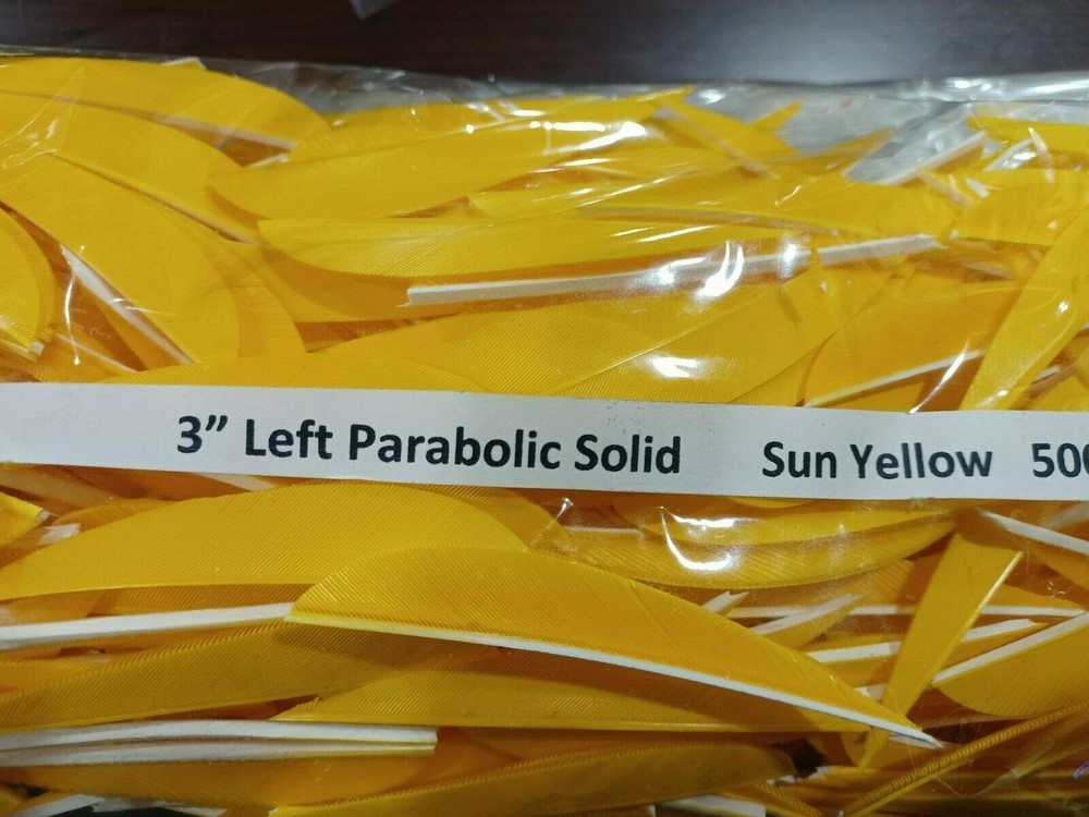 12 Ozark 3″ Left Wing Parabolic Feathers Dozen Fletchings, Vanes Solid Colors