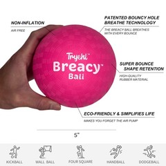 Self Inflating Playground Ball 5″, Neon Pink Breacy Ball, Self Inflating Boun…