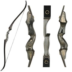 60″ Archery Takedown Recurve Bow 25-50lbs Wooden Riser for Shoot Hunting Target