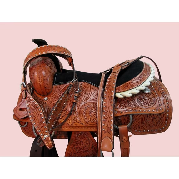 Western Leather Premium Riding Horse Saddle Size 12″ to 18″ Inches Seat