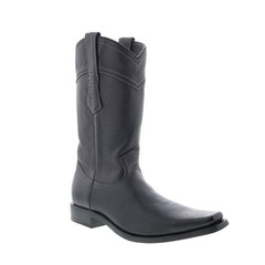 Los Altos Square Toe ELK Boot 735105 Mens Black Wide Cowboy Western Boots