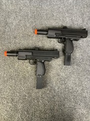 Lot of 2 UZI Style Spring Loaded Cock & Shoot Single Shot Airsoft Guns MINT