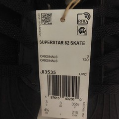 adidas Womens Sz 4.5 Superstar 82 Skate Leather Roller Skates Black White JI3535