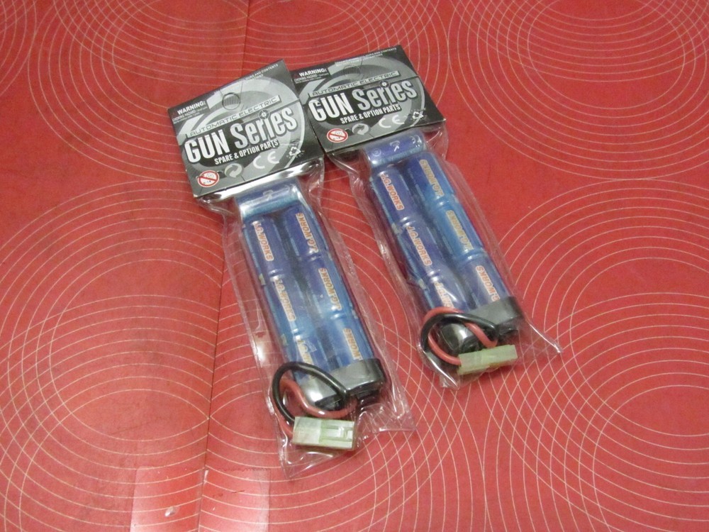 2X J.G Works 1100mA Ni-MH Battery, Mini Tamiya Plug For Airsoft Gun/RC Car. 0253